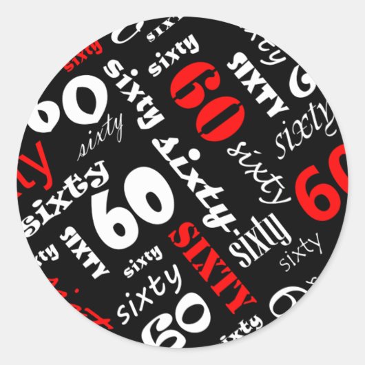 60thバースデーパーティーステッカー ラウンドシール (正面)