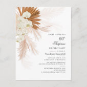 60thバースデーパーティードデザートテラコッタパンパスグラス インビテーションポストカード (正面)