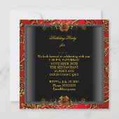 60thバースデーパーティードマスクレッド金ゴールドブラック 招待状 (裏面)