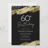 60thバースデーパーティーバジェット金ゴールドブラック招待状 招待状 (正面)