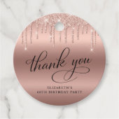 60thバースデーパーティーバラ金ゴールドグリッターありがとう フェイバータグ (正面)