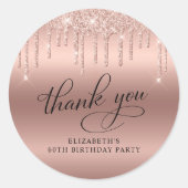 60thバースデーパーティーバラ金ゴールドグリッターありがとう ラウンドシール (正面)
