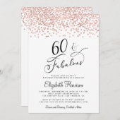 60thバースデーパーティーバラ金ゴールドグリッター 招待状 (正面/裏面)