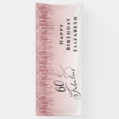 60thバースデーパーティーバラ金ゴールドピンクグリッター 横断幕 (縦)