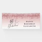 60thバースデーパーティーバラ金ゴールドピンクグリッター 横断幕 (横)