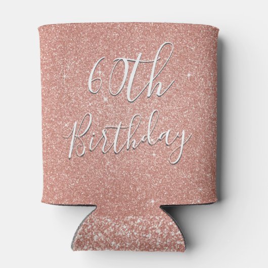 60thバースデーパーティーバラ金ゴールド赤面ピンクグリッター 缶クーラー (裏面)