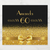 60thバースデーパーティーブラック金ゴールド名chic スパークリングワインラベル (シングルラベル)