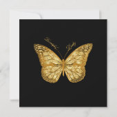 60thバースデーパーティーブラック&エレガント金ゴールドスワーズ 招待状 (裏面)