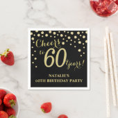 60thバースデーパーティーブラック&金ゴールドダイヤモンドナプキンス スタンダードカクテルナプキン (インサイチュ)