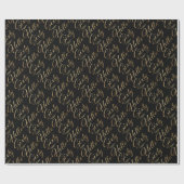 60thバースデーパーティーブラック&金ゴールド ラッピングペーパー (フラット)