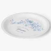 60thバースデーパーティーブルーバラカスタムフローラ ペーパープレート (アングル)