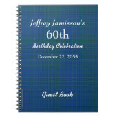 60thバースデーパーティーブループレイドゲストブックスパイラル ノートブック (正面)