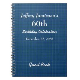 60thバースデーパーティーブループレイドゲストブックスパイラル ノートブック