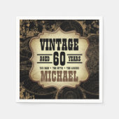 60thバースデーパーティーヴィンテージテーマ名前をカスタムする スタンダードカクテルナプキン (正面)