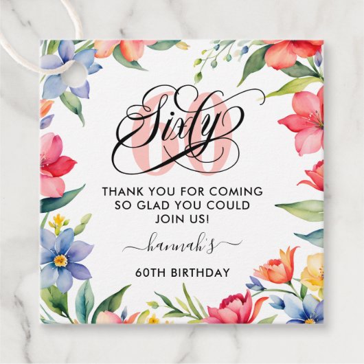 60thバースデーパーティー水の色フローラ フェイバータグ (正面)