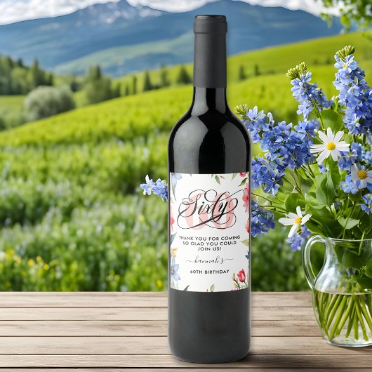 60thバースデーパーティー水の色フローラ ワインラベル