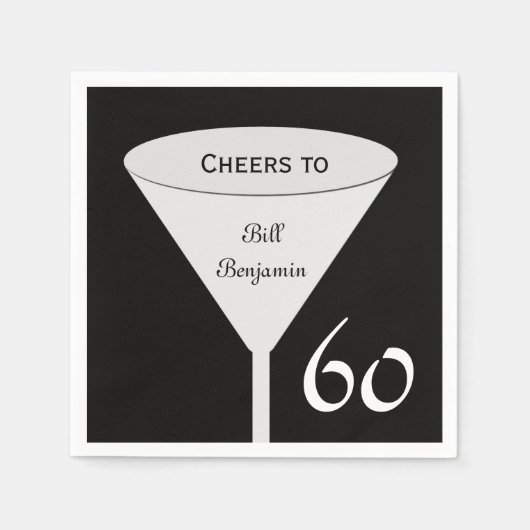 60thバースデーパーティー紙ナプキンス スタンダードカクテルナプキン (正面)