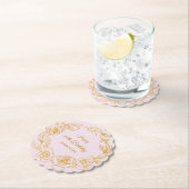 60thバースデーパーティー金ゴールドバラ赤面ピンク ペーパーコースター (インサイチュ)