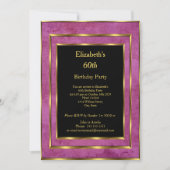 60thバースデーパーティー金ゴールドパープルブラック招待状 招待状 (正面)