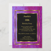 60thバースデーパーティー金ゴールドパープルブラック 招待状 (正面)