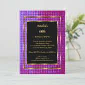 60thバースデーパーティー金ゴールドパープルブラック 招待状 (スタンド正面)