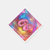 60thバースデーパーティー金ゴールドピンクグリッターディスコボール スタンダードカクテルナプキン (角)