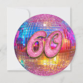 60thバースデーパーティー金ゴールドピンクグリッターディスコボール 招待状 (裏面)