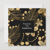 60thバースデーパーティー金ゴールドブラックスクエア招待状 招待状 (裏面)