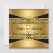 60thバースデーパーティー金ゴールドブラック60 招待状 (正面)