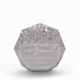 60thパーソナライズされたダイヤモンドアニバーサリー記念 フォトブロック