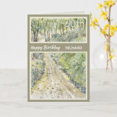 60thパーソナライズされたマウンテンシーニック誕生日カード カード (黄色い花)