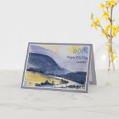 60thパーソナライズされたマウンテンシーニック誕生日カード カード (黄色い花)