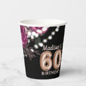 60thパーソナライズされた誕生日バラワインラグジュアリー 紙コップ (正面)