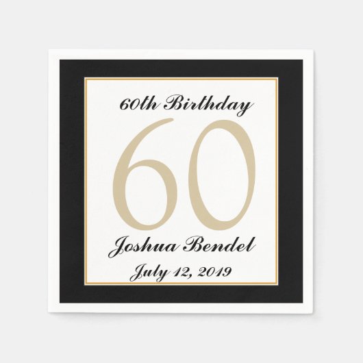 60thパーソナライズされた誕生日パーティーナプキンス スタンダードカクテルナプキン (正面)