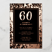 60thブラックバラ金ゴールド写真オンバックカスタムテンプレート 箔招待状 (正面)