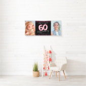 60thブラックピンクハッピーバースデーフォトバナー 横断幕 (インサイチュ)