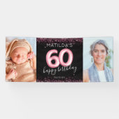 60thブラックピンクハッピーバースデーフォトバナー 横断幕 (横)