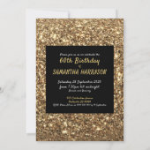 60thブラック金ゴールドグリッターエレガントバースデーパーティー 招待状 (裏面)