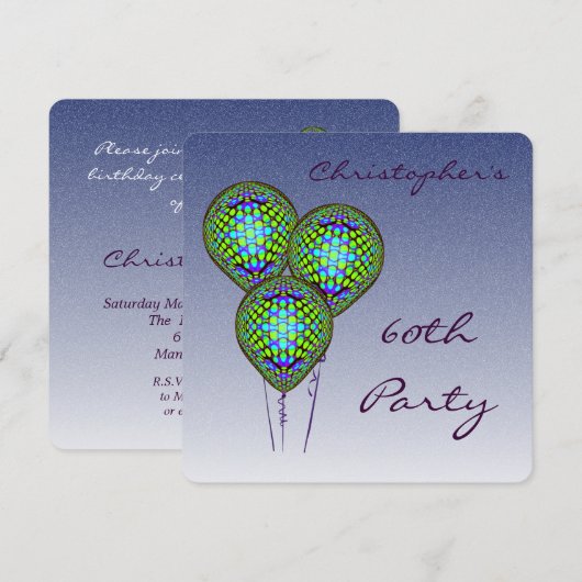 60thブルーバルーン招待状 招待状 (正面/裏面)