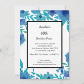 60thブルーフラワーバースデーパーティー招待 招待状 (正面)