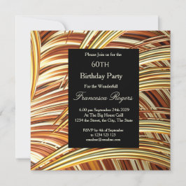 60thモダンバースデーパーティーゴールデンブラック 招待状