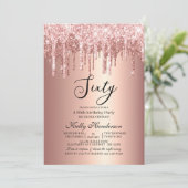 60thモダンバースデーパーティー滴下バラ金ゴールド 招待状 (スタンド正面)