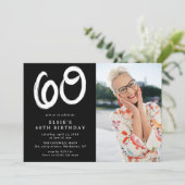 60thモダン誕生日パーティーの写真 招待状 (スタンド正面)