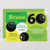 60thローンボウルズはだしのボーリング誕生日 招待状 (正面/裏面)