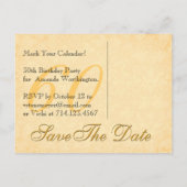 60th日付の保存誕生日金ゴールドブラックレース 案内ポストカード (裏面)