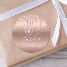 60th素晴らしい誕生日パーティーバラ金ゴールドグリッター ラウンドシール