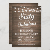 60th素朴誕生日招待状ウッドファブラス 招待状 (正面/裏面)
