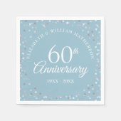 60th結婚ダイヤモンド周年記念ハート紙吹雪 スタンダードカクテルナプキン (正面)