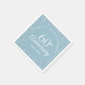 60th結婚ダイヤモンド周年記念ハート紙吹雪 スタンダードカクテルナプキン (角)