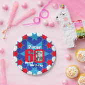 60th誕生日の写真名blue star紙プレート ペーパープレート (パーティー)